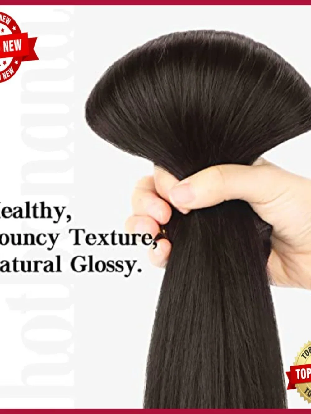 16 Inch Real Human Hair Clip-In Extensions, 7 Pieces Straight Remy Hair